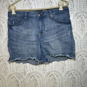 Seven Womens Weekend Shorts Size 10 Mid Rise Light Wash Pockets Raw‎ Hem